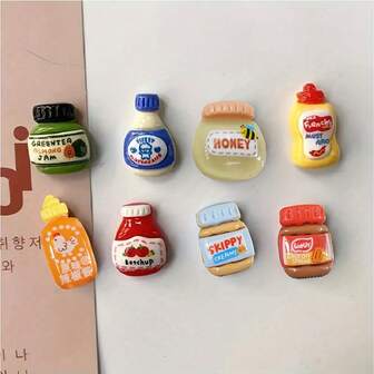 8pcs, Refrigerator Magnets, Kawaii Cartoon Food Fridge Magnets, Cute Decorative Magnets, Office Magnets, Personalized Fridge Magnet For Kitchen Office Whiteboard Locker Cabinet And Dishwasher, Kitchen Decoration, Home Decoration, Gift