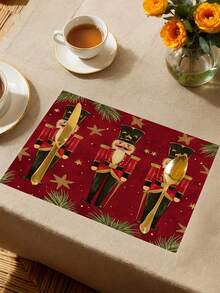 1 Caminho de Mesa Quebra-Nozes de Natal, Caminho de Mesa Decorativo de Natal, Caminho de Mesa com Tecido de Linho de Natal, Caminho de Mesa, Caminho de Mesa, 1 Caminho de Mesa, 4 Jogos Americanos, 1 Capa de Almofada, 3 Produtos Disponíveis, Decoração de Casa Sazonal, Artigos para Festas Internas/Externas, Decoração de Casa de Inverno, Decoração de Natal, Decoração de Quarto de Natal, Decoração de Festa de Natal - Multicolorido - Ver 8