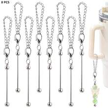 8/15pcs Beaded Pendant With Chain, Blank Beading Stick, DIY Craft - Suitable For Cup Charm, Bag Decor, Keychain And Jewelry Making, DIY Gifts