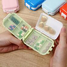 Portable Mini Pill Box, Double Sealed Medicine Tablet Storage Box, Foldable Flip Cover 3-Layer 8-Grid Large Capacity Pill Case, Travel Medication Organizer - Multicolor - View 5