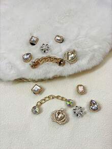 12 szt. klipsów do butów z kryształową koroną w kolorze złotym, odpinana ozdoba do sandałów plażowych, obuwia ogrodowego, na każdą porę roku, prezentów świątecznych