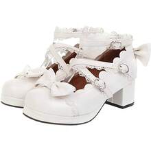 Women Lolita Cosplay Shoes Cross Strap Block Heel Mary Jane Lace Pumps-20256688 - 3粉紅色 - 查看 6