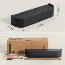 Kazai Fyndig Minimalist Wall-Mounted Key Holder With Wooden Shelf, 6 Hooks, Oak & Black