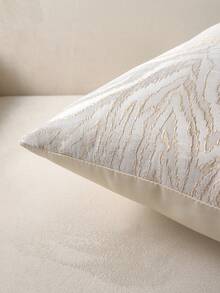 1 pieza Funda de cojín decorativa dorada, patrón geométrico jacquard, decoración de otoño, decoración de otoño, decoración de habitación