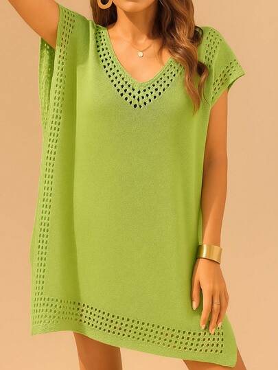 Saida de Praia Tricot Crochê Estilo Boho Chic-Perfeita Sobre Seu Biquini