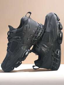 Men's Thick Sole Sneakers, Anti-Slip & Durable Low-Top Round Toe Lace-Up Sports Shoes, Soft & Comfortable Knit Mesh Breathable Casual Running Shoes For Young Men, Suitable For Campus, Daily Commute And Leisure