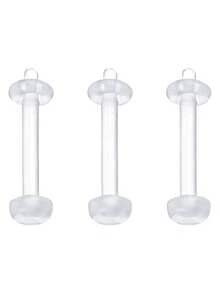 3件套休闲塑料尖刺穿刺饰品套装，男女通用，适合日常通勤；20G鼻钉，16G唇钉，透明穿刺固定器，唇环，眉环，塑料工业杠铃，工业杠铃固定器，耳骨耳环 - 透明 - 查看 27