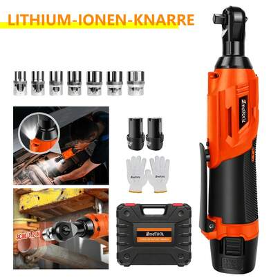 HSHa HSHa Akku-Elektro-Ratschenschlüssel, Power-Ratschenschlüssel-Set mit 2 Akkus, 7 Steckschlüsseleinsätzen, Reparaturwerkzeug für Autoreifen, Autozubehör, Heimwerkerarbeiten