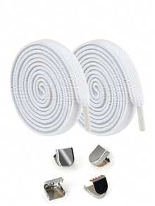 QKC 1 Paar Schnürsenkel, 2 Gummibänder, 4 Schnallen, einfarbige klassische Schnürsenkel geeignet für Freizeitschuhe und Sneaker