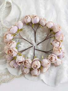 1/3/5/250 piezas Ramo artificial de brotes de té de 10cm para decoración del hogar, comedor, dormitorio, fiestas, cumpleaños, jardín exterior, bodas, centros de mesa, jarrones, decoración de balcón y pared, oficina, festivales - marrón - Ver 3