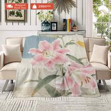 Lily Plant Tapestry Room Decoration Wall Decor Blanket Symbolizing Vitality Ultra-Soft Lightweight Silky Design For Elegant Decor Warm Flannel Blanket For Sofa Bed Travel Camping Polyester Fiber Thoughtful Gift For Family Friends Valentine's Gift Shipped From USA - Nhiều màu 2 - Xem 4