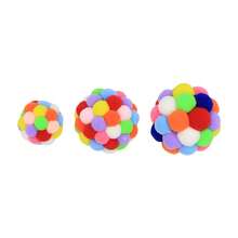 3pcs Random Color Funny Cats Bouncy Ball Toys Kitten Plush Bell Ball Mouse Toy Planet Ball Cat Chew Toys Interactive Pet Accessories
