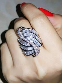 Anillo de circonita cúbica elegante, regalo de joyería para mujeres en el Día de San Valentín, aniversario, fiesta