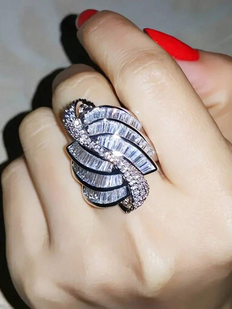 Anillo de circonita cúbica elegante, regalo de joyería para mujeres en el Día de San Valentín, aniversario, fiesta