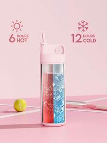 18oz rostfritt stål isolerad vattenflaska, läckagesäker bärbar resemugg med sugrör för varma och kalla drycker för skolan, gymmet, kontoret och utomhus flera tillfällen - Rosa - Visa 7