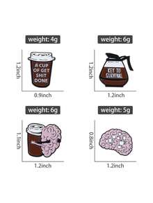 Kaffee-Kopf süße Brosche Metall Abzeichen Kleidungszubehör Anstecknadel vielseitiger Modeaccessoire, Kaffee Koffein - Verschiedenfarbig - Übersicht 10