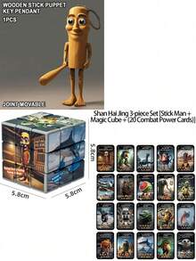 1Pc Shan Hai Jing AI 3D 3x3 Magic Cube - Wooden Humanoid Puzzle, Creative Decompression Toy - Multicolor - View 10