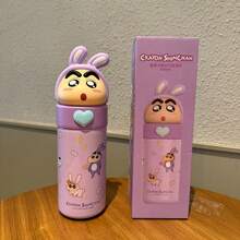 Crayon Shin-Chan Character Stainless Steel Vacuum Tumbler With Straw, Official Licensed Double-Wall Insulated Cup For Hot & Cold Drinks, Cute Cartoon Travel Mug Gift For Kids Fans (Kawaii Rabbit Style)