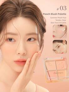 Dasique 4-Color Matte Blush Palette, High Color Payoff, Long-Lasting, Natural Glow, Lightweight & Breathable, Vegan Formula, Fashionable Makeup Brand, Christmas Holiday Essential - #03 Pha trộn đào - Xem 8