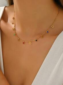 彩色鋯石吊墜項鍊