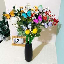 D6pcs Artificial Butterfly Decorations With Clip Artificial Feather Butterflies For Crafts Christmas Tree Decor Flower Bouquet Ornament Floral Arrangements Wedding Accessory10 - như hình ảnh - Xem 3