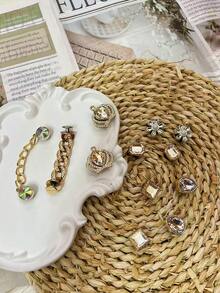 12 szt. klipsów do butów z kryształową koroną w kolorze złotym, odpinana ozdoba do sandałów plażowych, obuwia ogrodowego, na każdą porę roku, prezentów świątecznych