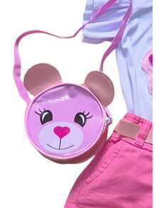 Children's Set For Girls With Teddy Bear Bag, Short-Sleeved Blouse, Shorts And Belt, Butterflies Kids - 淺粉色 - 查看 6