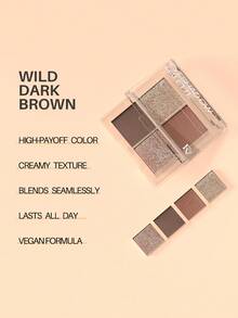 四色闪亮眼影盘，哑光高光修容，持久显色，顺滑易晕染配方，适合毕业典礼、度假、夏季、秋季、Y2K风格等场合。色彩鲜艳，打造派对、海滩、旅行、露营、户外活动、校园、节日等场合的迷人妆容，也是馈赠亲友、玫瑰女孩角色扮演的理想之选，营造迷人氛围。 - 02#深棕色 - 查看 11