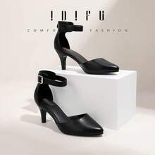 Women's IN3 D'Orsay Pumps Low Kitten Heels For Women Dress Shoes Pointed Closed Toe Wedding Bride Ankle Strap Dressy Silver Black Nude White Gold Heels For Women-2025 - 黑浦 - 查看 7