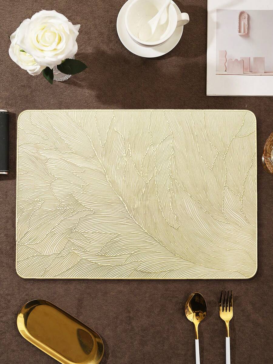 1-8pcs Simple Rectangular PVC Placemats, Washable, Easy Clean, Wipeable, Non-Slip, Heat-Resistant, Dining Table Mats, Sweet Reverie, Elegant Placemats, Tabletop Setting, Kitchen Dining Mat, Holiday Wedding Decor - Multicolor - View 1