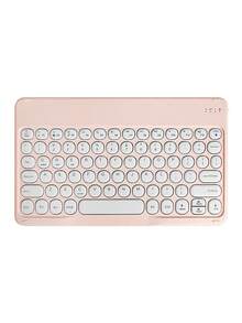 超薄便携式无线键盘，Type-C 可充电键盘兼容 3 个系统，10 英寸圆键无线蓝牙迷你静音键盘，适用于笔记本电脑、iPad、平板电脑、智能手机