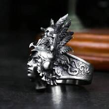 Vintage Goddess-Themed Zinc Alloy Ring For Men – Featuring A Gothic Skull And Laurel Leaf Design; Perfect For Halloween, Easter, And Various Themed Parties; A Stylish Gothic-Style Accessory Suitable For Both Men And Women. - nữ tu sĩ - Xem 6