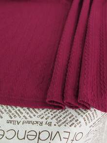 Plus Size Women V-Neck Button Casual Long Sleeve Pullover Top Spring - Wine Red - View 6