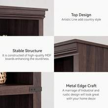 3/5 Tier Bookcase,Bookshelf With Open Display Storage Shelves,Floor Standing Unit,Wooden Low Book Case For Home Office Living Room Bed Room - 67"*31" Cereza oscura - Ver 4