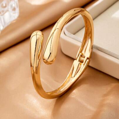 1pc Multicolor Symmetric Double Water Drop Shaped Fashion Bracelet. Exquisite, Sweet, And Elegant Style, With A Simple And Retro Design. European And American Style, Showcasing A High-End Quality. Perfectly Suitable For Daily Wear, Work, Meetings, Parties, Romantic Dates, Photography, Business Negotiations, Or Any Other Elegant Occasions.