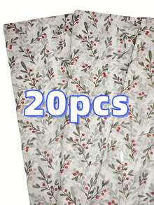 5/10/20/40pcs Thin Paper Sheets With Holly Berry Pattern, Size 20" X 14", Suitable For Gift Wrapping, Wedding, Christmas, Birthday Gifts, Bouquet Wrapping, Gift Bag Filler, Party Favor Decoration