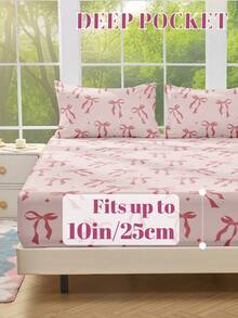 1 pieza Protector de colchón suave y cómodo, sábana ajustable, juego de ropa de cama, patrón de lazo, adecuado para camas individuales, dobles, queen, king, decoración del hogar, lavable, también se ajusta a sofás, regalo del Día de San Valentín - Multicolor - Ver 5