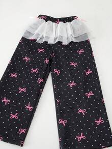 Celana panjang berpotongan lebar dengan motif kupu-kupu yang modis dan imut ini memiliki desain pinggang elastis, dipadukan dengan trim rumbai jala 3D, lembut dan nyaman, kasual dan serbaguna, cocok untuk aktivitas luar ruangan, sekolah, liburan, pesta, lari, bersepeda, dan pakaian sehari-hari di musim gugur dan musim dingin. - Hitam - View 6