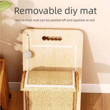 Tabla rascadora de sisal con juguete de bola, tabla rascadora de gato montada en la pared, juguete multiusos vertical para gatos que no se desprende