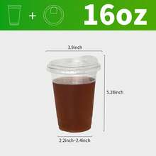 FookmeKag 100 Set Clear Plastic Cups, 12/16/20/24 OZ Disposable Iced Coffee Cups , Smoothie Cups, PET Crystal Party Cups, Cold Beverages Drinking Cups For Thanksgiving, Halloween, Christmas - dung tích - Xem 15