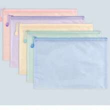 5pcs Macaron Colorful Mesh A4/A5/A6 Zipper Bags, PVC Transparent Waterproof, Multipurpose Storage For Books, Documents, Stationery, School & Office Supplies,Back To School,School Supplies - Nhiều màu - Xem 7