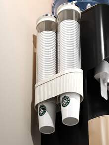1pc Disposable Cup Holder, Wall-Mounted Cup Dispenser For Water Cooler, Paper Cup Rack, Beverage Station Storage Organizer - Multicolor - View 4