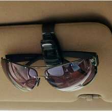 1 Pc Black Car Sun Visor Glasses Holder - Sunglasses Mount With Ticket Card ClipMulti-Functional Interior Organizer - Holds Eyewear/Tickets/CardsEasy Install Secure Clip - Durable For Daily Commutes & TripsStylish Black To Match Car Decor - Keeps Essentials Handy For Drivers - Black - View 6