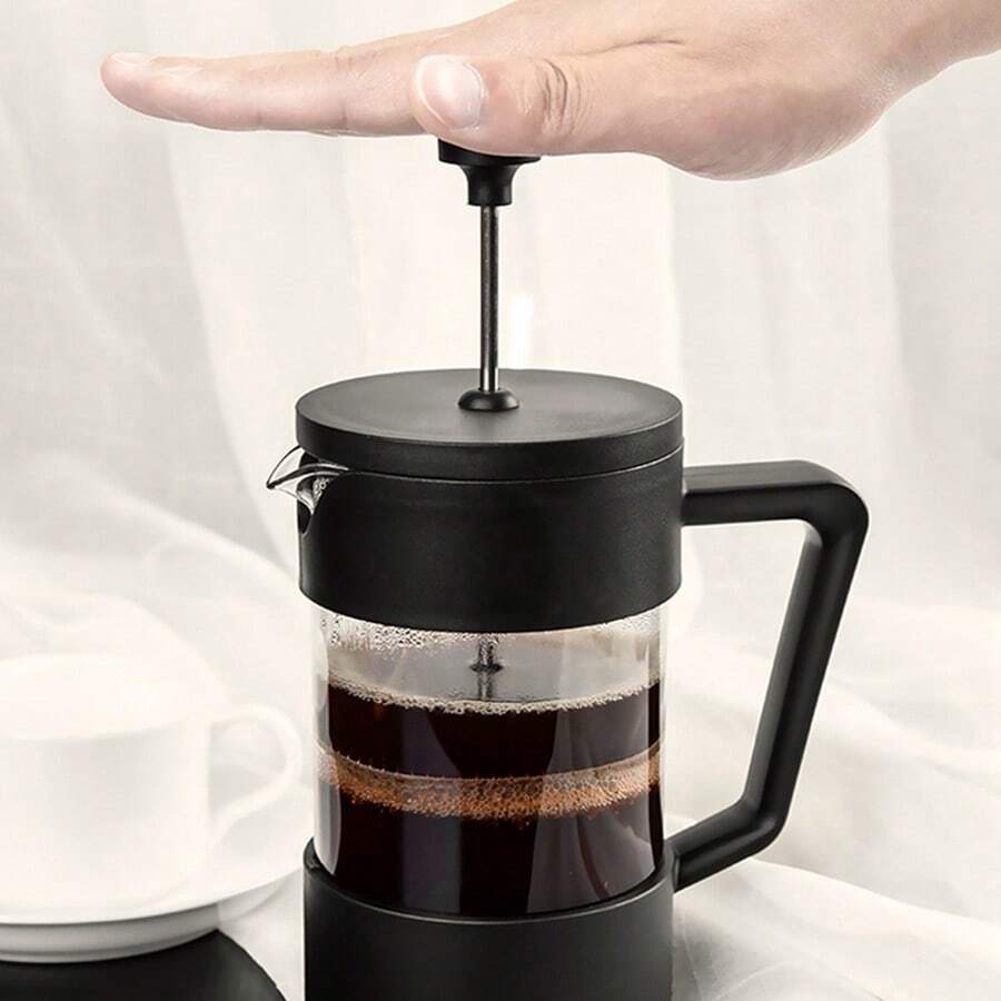 Seecin Black Color Heat Resistant High Borosilicate Glass French Press Pot Coffee Tools French Press French Press Coffee & Tea Maker, Thickened Borosilicate Glass Coffee Press Rust-Free And Dishwasher ,Black