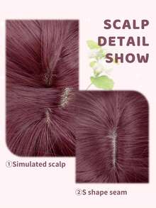 1顶带刘海的耐热合成假发，长直红发，24英寸，纤维材质，适合日常佩戴和派对，高度逼真。 - 紅色 - 查看 3