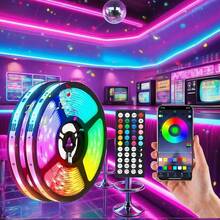 3.3ft - 65.6ft LED Strip Lights, 2 Control Modes: 44-Key Remote & Bluetooth Smart Phone App, Music Sync RGB LED Tape Lights With Remote, Suitable For Bedroom, Room, Home Decor, Party, Holiday