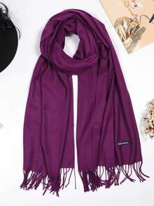 Klassischer Damen Einfarbiger Quasten Mode Warmer Schal, Einfarbiger Lässiger Süßer Eleganter Schicker Straßen Höfischer Geschäfts Party Polyester Weicher Schal, Geeignet für alle Jahreszeiten