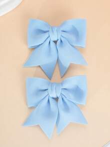 2pcs Girls Blue Bow Hair Clips, Fashionable & Cute For Everyday Use - Blue - View 5