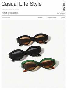 一副女士亚克力休闲复古椭圆形时尚黑色眼镜，适合度假、外出和日常佩戴，学院风猫眼造型，是返校季的理想之选。 - 彩色 - 查看 8