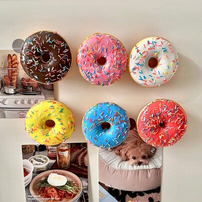 Donut-Shaped Korean 3D Food Fridge Magnets, Cute Home Decor Magnetic Memo Stickers, Creative Pegboard Notes